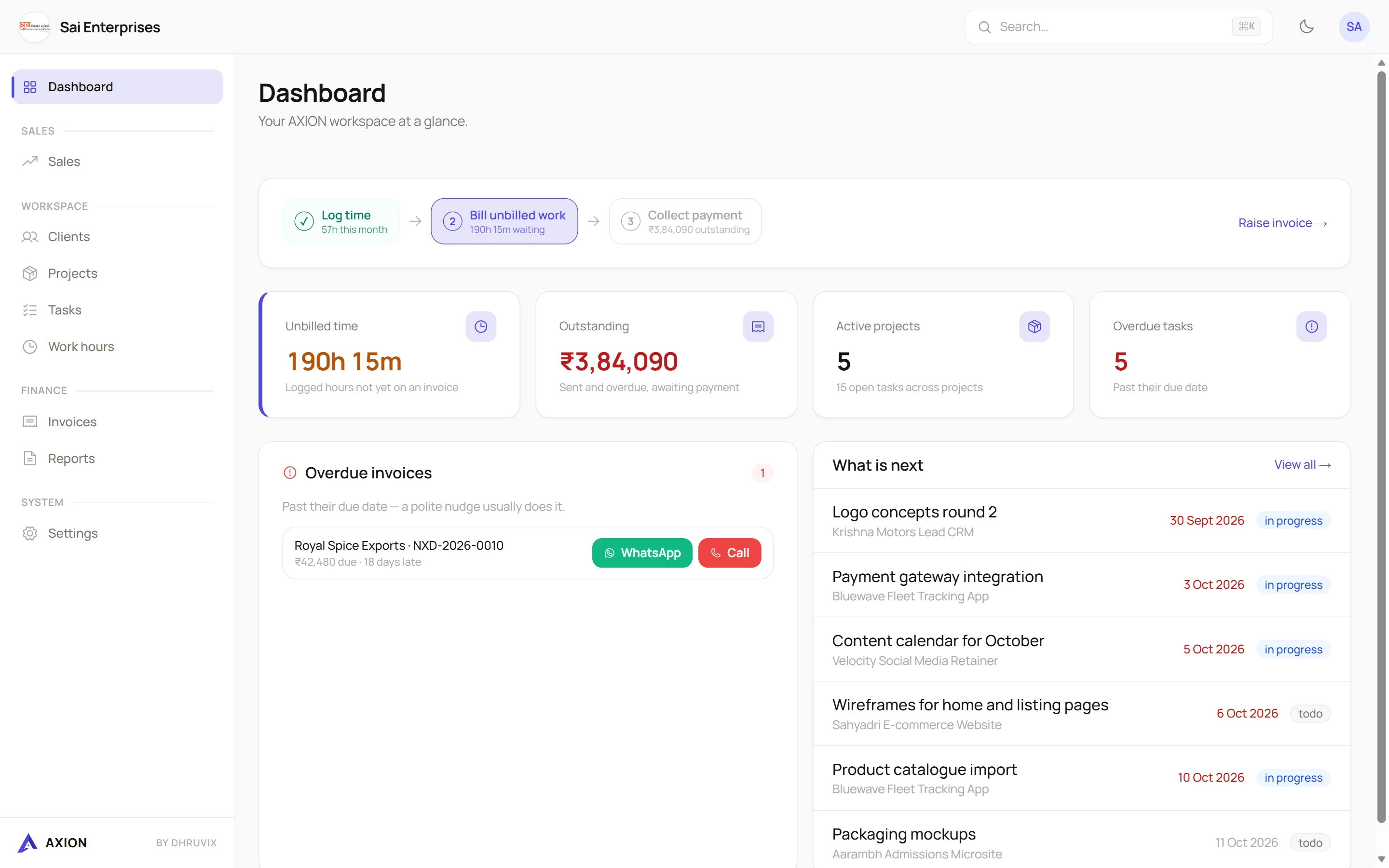 Axion dashboard